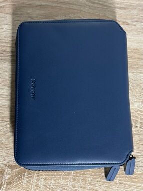 Monos Metro Classic Kit Travel Bag QuickSnap System Vegan Blue Leather Organizer